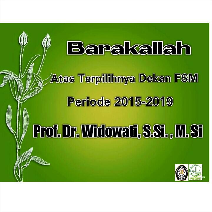 madani_undip's tweet photo. Barakallah atas terpilihnya dekan FSM periode 2015-2019 Prof. Dr.Widowati, S.Si. , M.Si http://t.co/hlGVxL1z3e @NuansaUndip @fostibi_undip