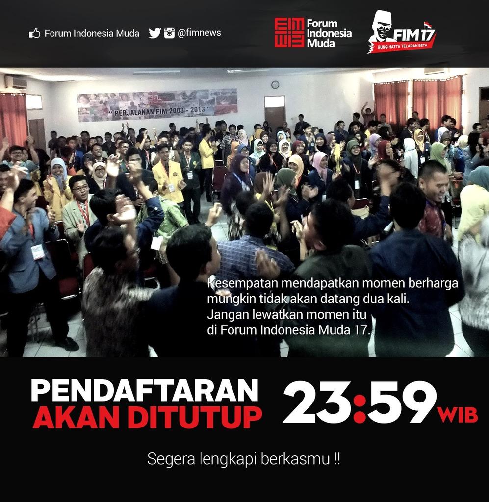 Ayo kalian pasti bisa menyelesaikan apa yang sudah kalian mulai. Semangat #LengkapiBerkasmu!!! #FIM17