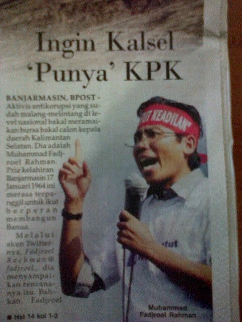 fadjroeL's tweet photo. Insya Allah utk Pemerintahan Bersih MELAYANI RAKYAT BANUA KAL-SEL ~ #FadjroelKalSel1 #RelawanFADJROEL http://t.co/I0ak0qrawv @BuhanPahuluan