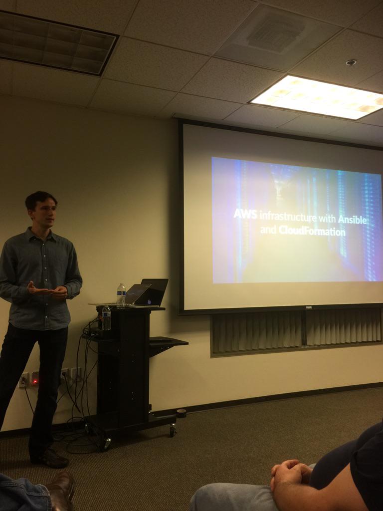 epiphanix's tweet photo. Second topic for tonight's #ocdevops - AWS with Ansible and CloudFormations http://t.co/G3OqgpqrFC