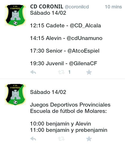 coronilcd's tweet photo. Si te gusta el futbol, este sábado no tienes excusa. Ven y apoya a los equipos de tu pueblo! http://t.co/9XmNyuEkf5