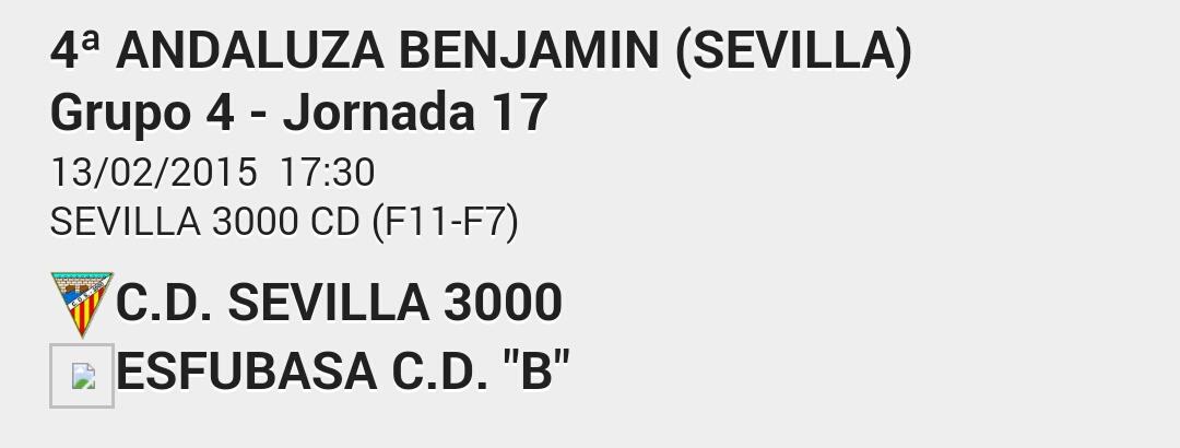 CDESFUBASA's tweet photo. Proximo viernes a las 17:30 el Benjamin "B" visita a domicilio #Sevilla3000 http://t.co/P4Vvhu4d1e
