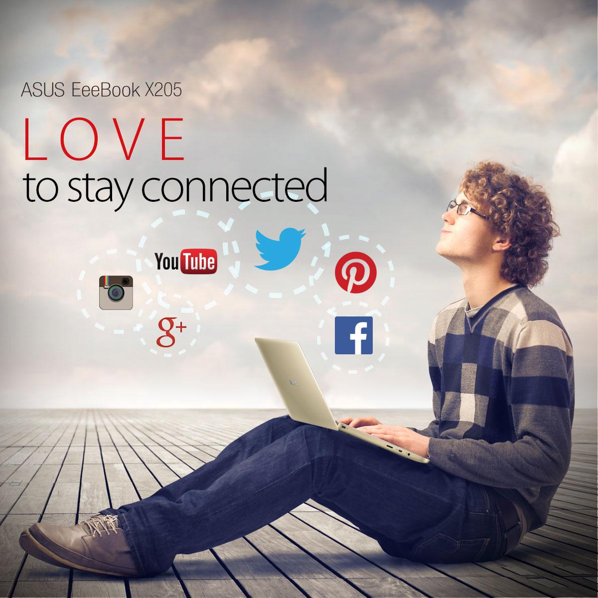 ASUS's tweet photo. Love is when you have all the time to stay connected just like ASUS #EeeBook #X205 #Valentine http://t.co/Bi93z1AmZR