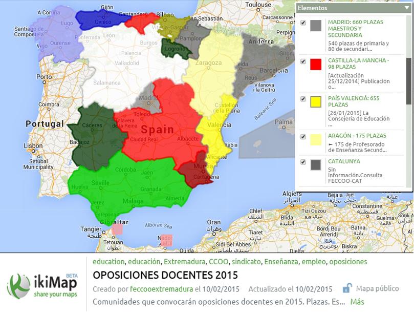 MAPA #OPOSICIONES DOCENTES 2015: Actualizamos hoy MADRID gracias a @ccoo_frem <a href="/ikiMap/">ikiMap</a> ikimap.com/es/node/477941…
