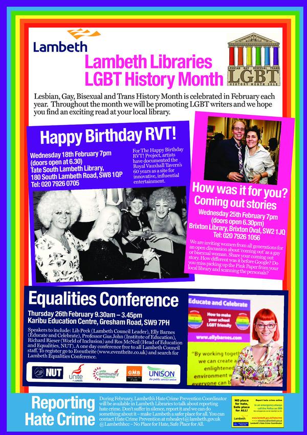 brixtonbuzz's tweet image. #Lambeth celebrates #LGBT History Month with events promoting writers in #Brixton and beyond tinyurl.com/p9fv8nn