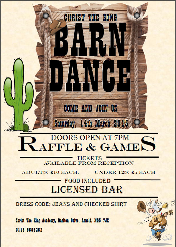 A Small number of Barn Dance Tickets Still available Saturday 19th March 2015 get them from Main Reception Now