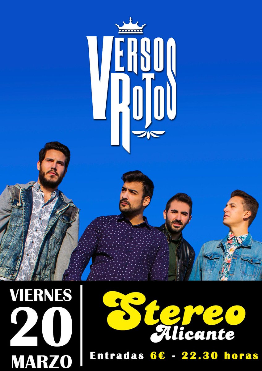 MagicalMBlog's tweet photo. .@VersosRotos presentan nuevo trabajo en @StereoAlicante el 20M http://t.co/71jxCg1HrK 
Entradas en @ticketea http://t.co/sIqz6LtRJ5