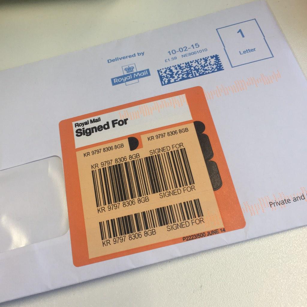 theprgeek's tweet image. Royal Mail can do same day when you're not expecting them to 😃 #royalmail #signedfor #sameday