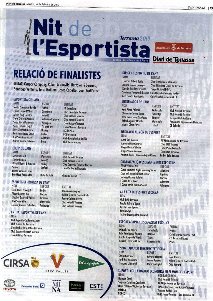 Els Finalistes de la Nit de l'Esportista 2014 <a href="/morasergi3/">SERGI MORA</a> <a href="/xavierservil/">ElGranSerruki</a> <a href="/xaviperez84/">Xavi Perez</a> i Equip Senior Masculí Waterpolo
