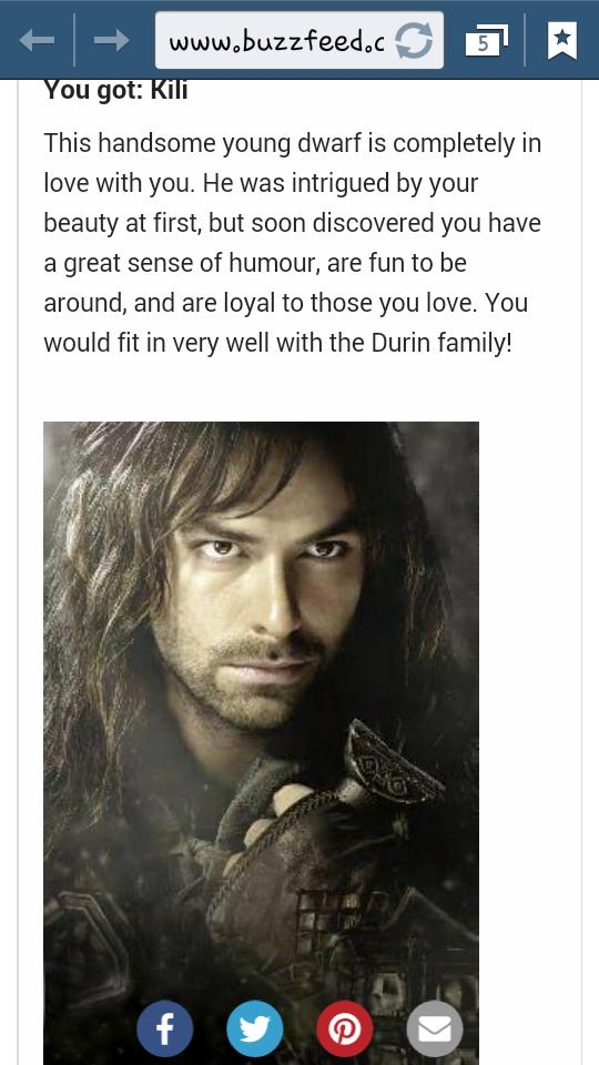 Which male LOTR character would fall in love with you? I got Kíli!
Link:
 buzzfeed.com/mysticalglade/…