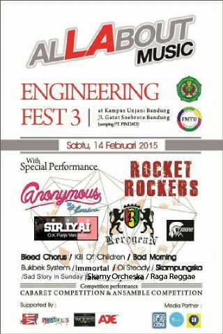 hantuDemokrasi's tweet image. #Engineeringfest 14 feb at Unjani Bdg @rocket_rockers @REREGEAN_Band @ScarpaSka_ @IYAI_TBSVANJAVA #free