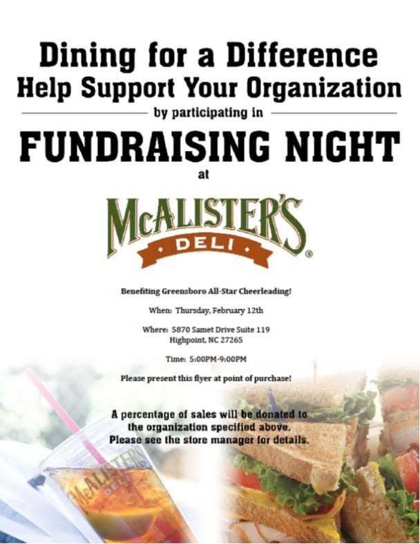 AlreadySoAdored's tweet photo. Come out and support the @CHEERGAC Booster Club THIS Thursday night at @McAlistersDeli on 68! Hope to see you there!! http://t.co/ESLyOncSmT