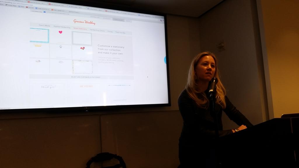 TechBreakfast's tweet photo. Eloise jumping in to demo @graciouseloise at NYC @TechBreakfast http://t.co/gduHPIfSqS
