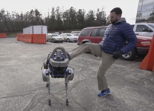 kicking robot dog
