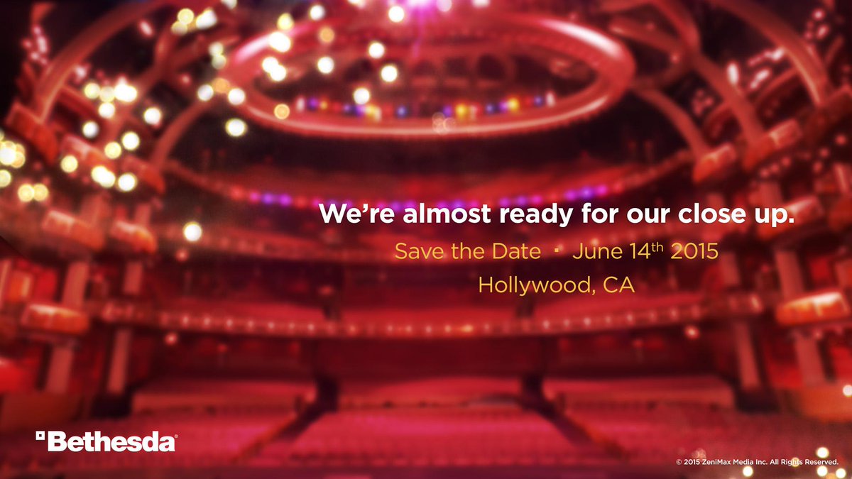bethesda's tweet image. Save the Date for #E3 this year where we’re welcoming our first-ever #BE3Showcase!  bethblog.com/2015/02/10/bet…