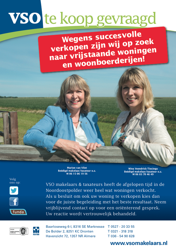 VSOmakelaars's tweet photo. Deze week bij u in de NOP op de deurmat onze flyer, waarin aandacht voor het vrijstaand wonen segment http://t.co/xdHm6e9iEW