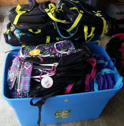 IndyShare's tweet photo. 50 backpacks sitting and ready to go for our Big Give on the 21st! #indyshare #biggive #bethechange http://t.co/wGlBJRPmJY