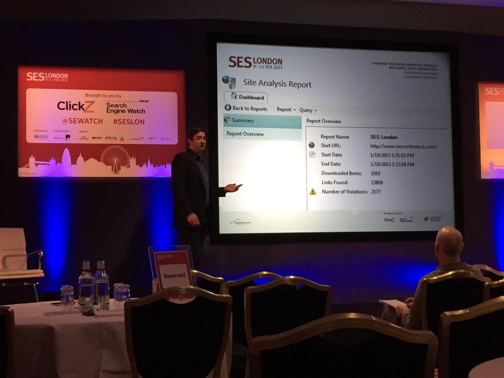 AlanCWolfgang's tweet image. #SESLON we're getting a live SEO audit of the SES website. #bravemove