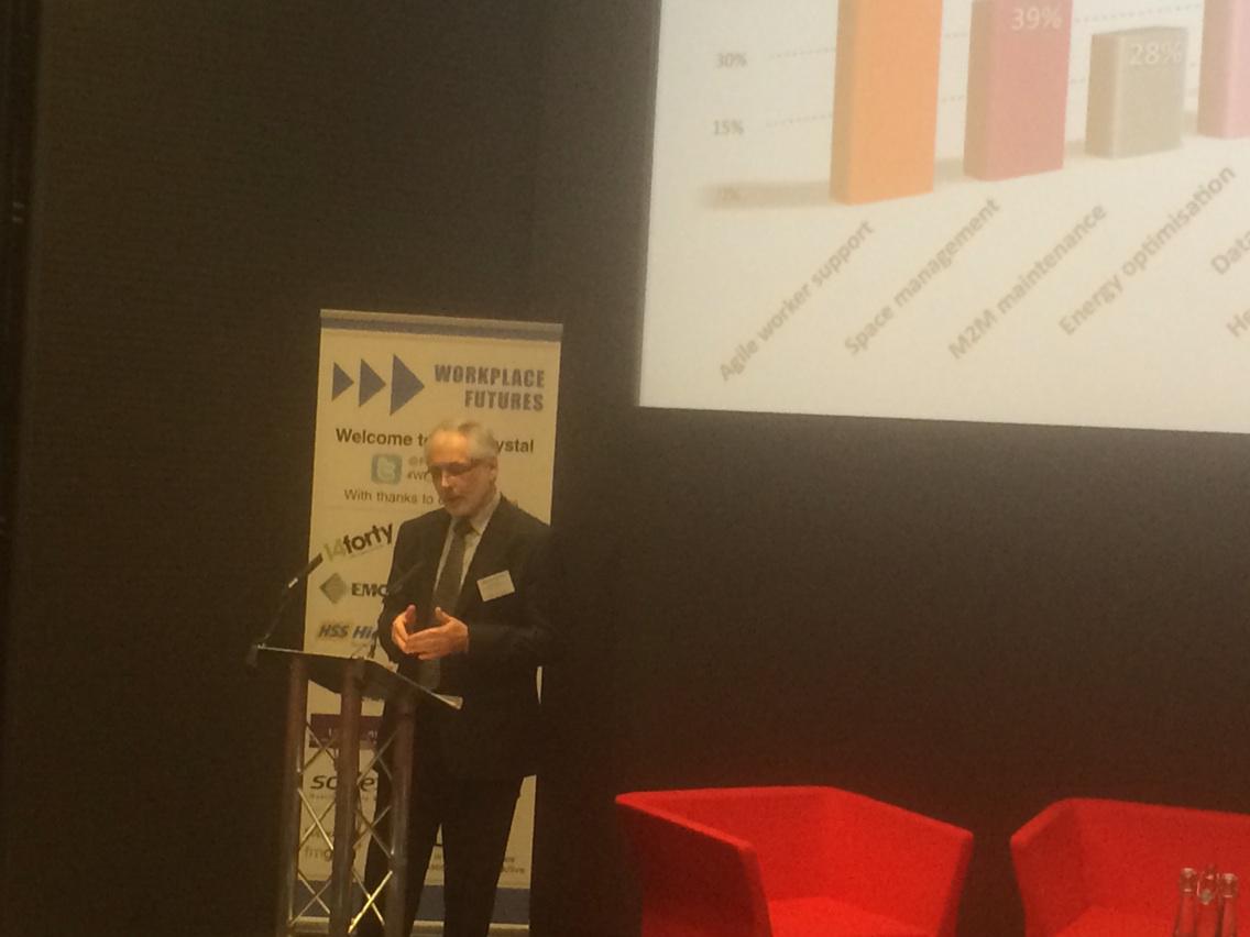 lorrainebarnet's tweet photo. Ian Adams delivering the vision of an Integrated Workplace at Workplace Futures http://t.co/pYBqxeFrpC