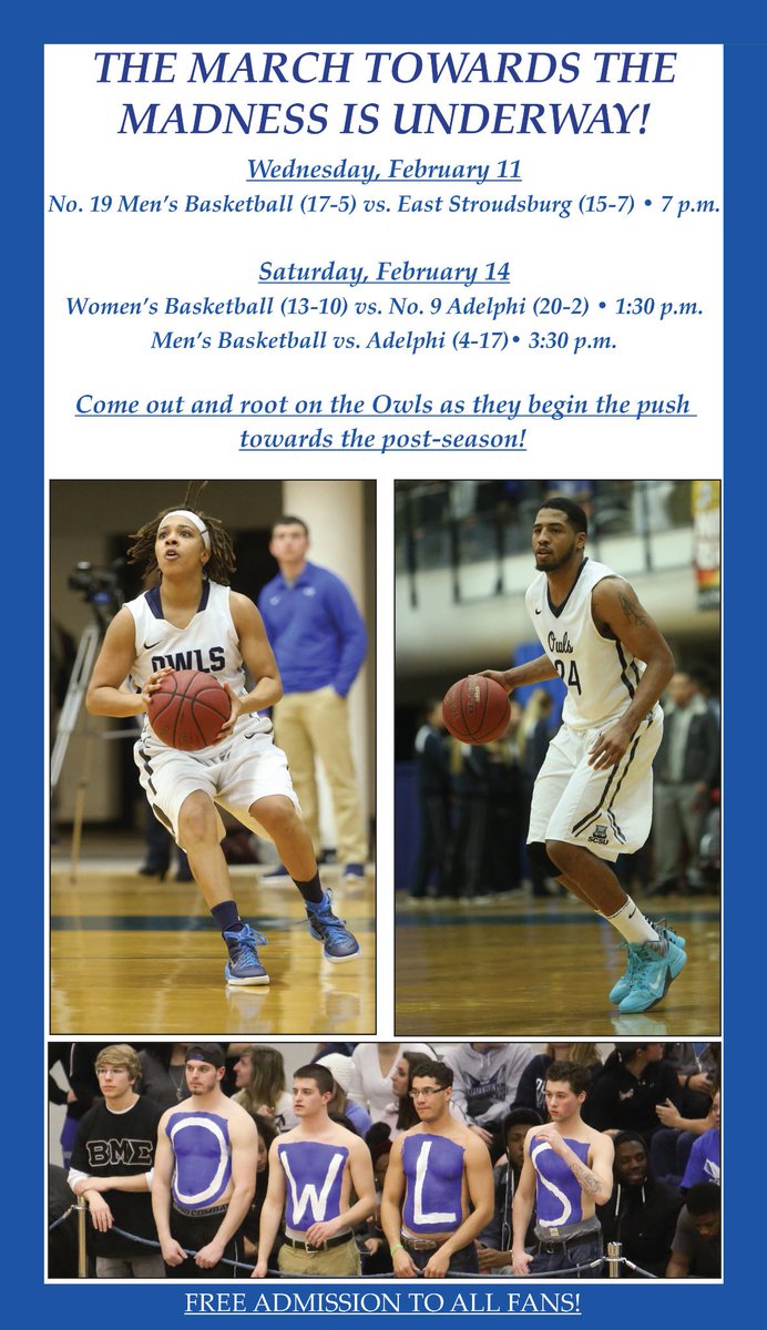 Come out and root on the Owls this week! <a href="/SCSUBlueCrew/">Blue Crew</a> <a href="/SCSUOwlsWBB/">SCSU WBB #SEIZE</a> <a href="/JKPAY/">Mike Donnelly</a> <a href="/CoachDeSalvo/">Bert DeSalvo</a> <a href="/SCSUtweet/">Southern Connecticut</a> <a href="/SCSUStudentLife/">ЭДИК ДИСКОВЕЦ</a>