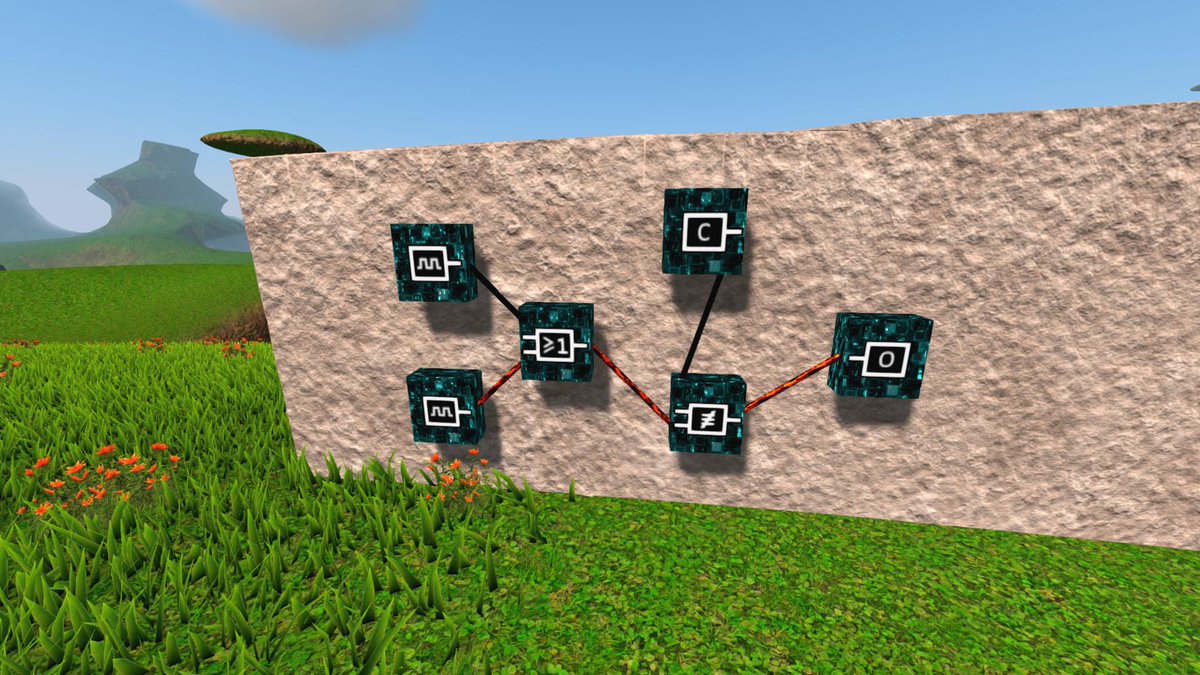 Upvoid's tweet photo. #GeoMechanic now has logical crafting components, allowing redstone-like circuits http://t.co/4HVen7DedP