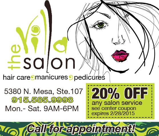 elpasobuzznow's tweet photo. Need a fresh look for Valentine's Day? Go to Villa Salon! Call today to make an appointment! Don't forget your coupon http://t.co/WFWtMJhcEc