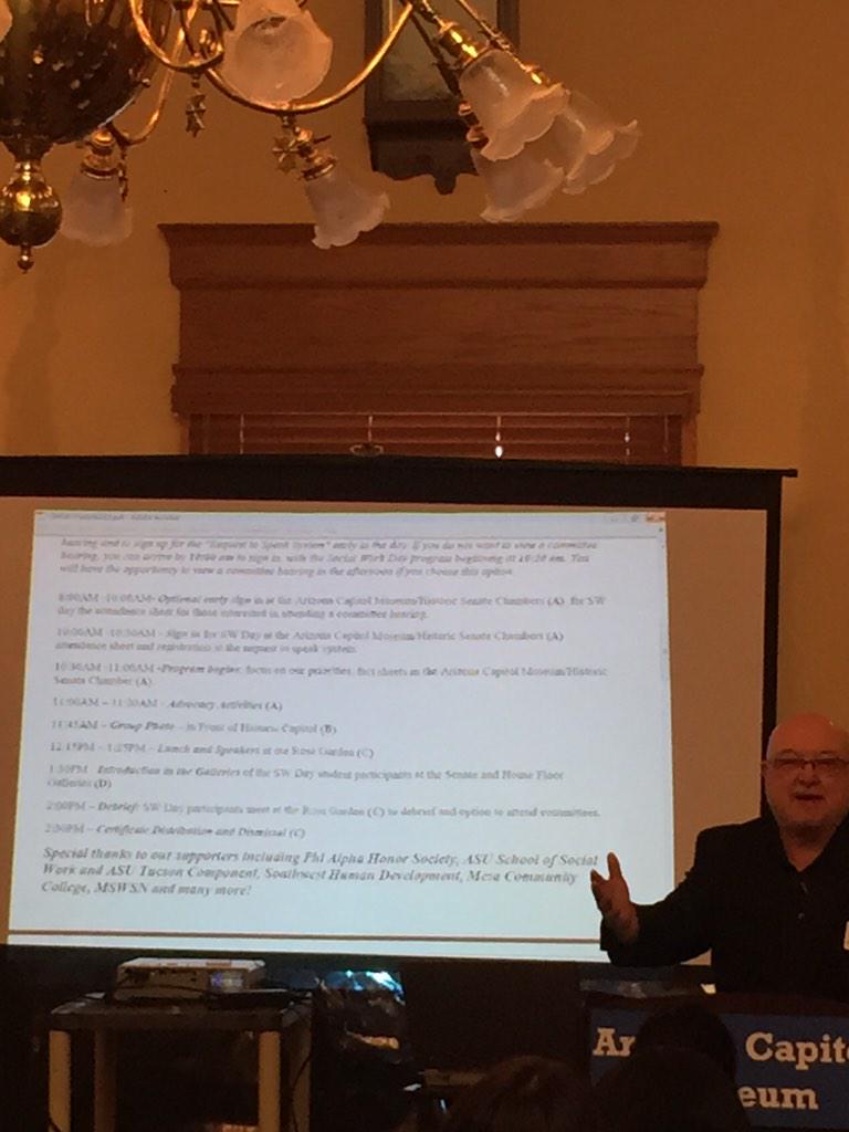 MSWSNatASU's tweet photo. #MSWSN mention at #SocialWorkDayAtTheLeg . Listening to Tim is inspiring π @naswaz @PAFCOArizona @SSW_ASU @SWSO_ASU http://t.co/ZG5iHkgDVI