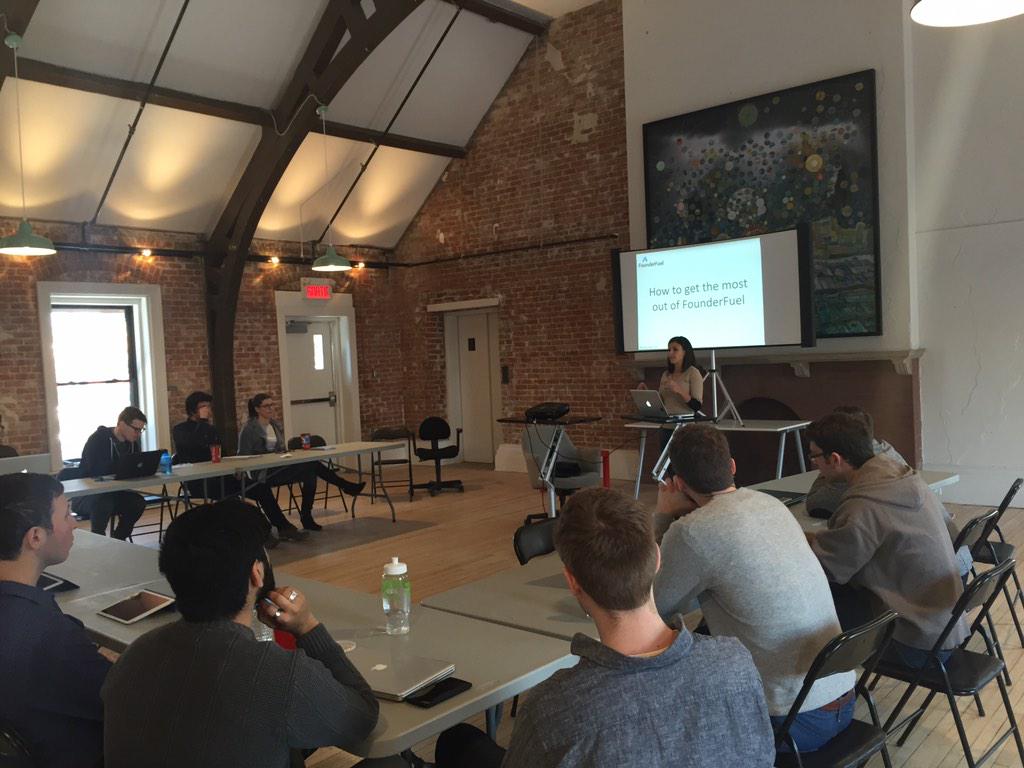 founderfuel's tweet photo. The teams are chatting with Fall '14 Alumni company @Mejuri about how to get the most out of FF #FFMob http://t.co/OXIPtrFAuO