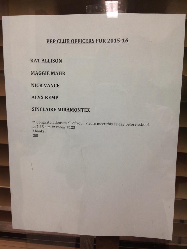Congrats to the 2015-2016 pep club officers!!