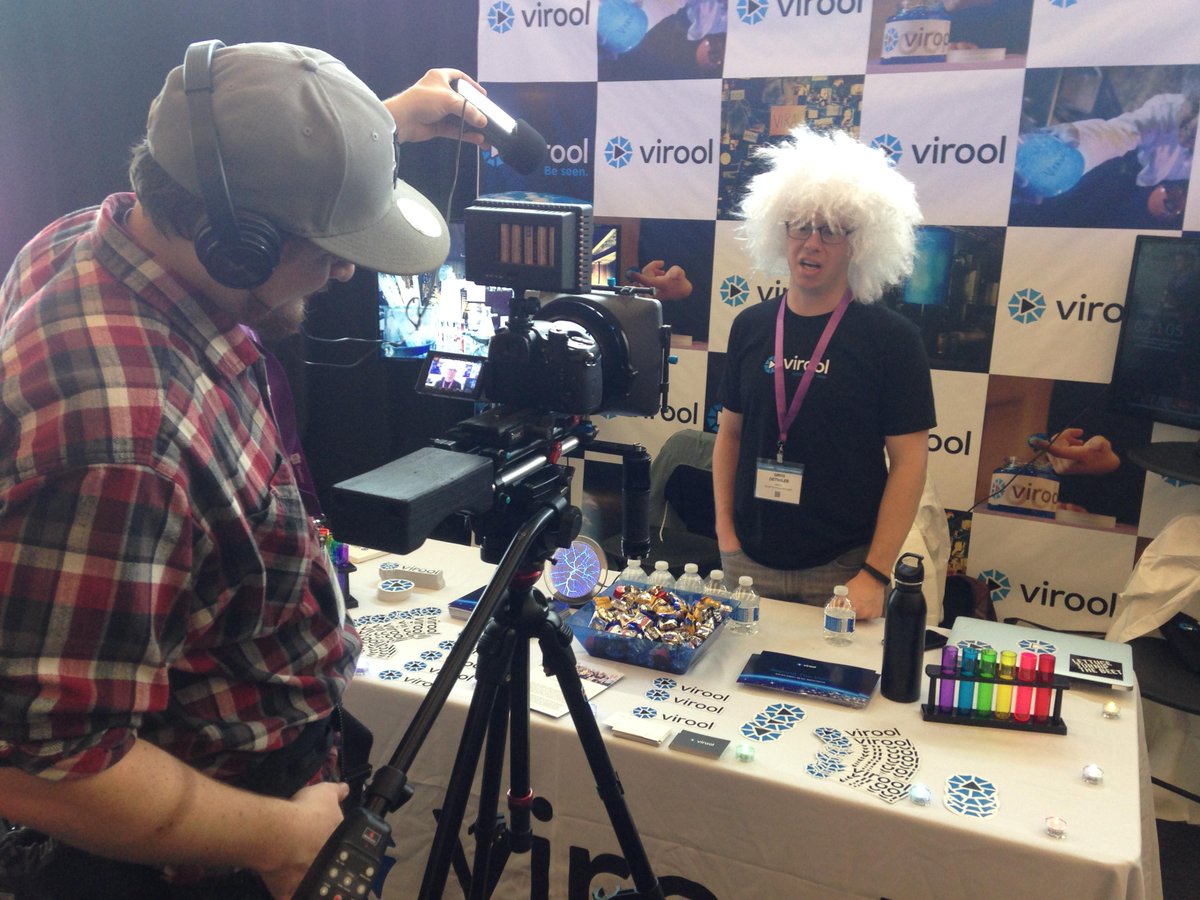 Virool's tweet image. Just an average day at the Virool booth @developerweek. #DevWeek15