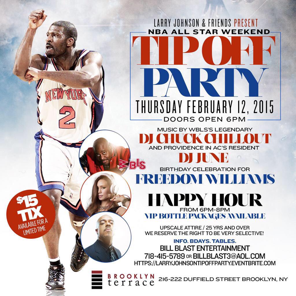 BKterrace's tweet photo. This Thursday join us as we tip off ALL STAR WEEKEND, with special guest Larry Johnson and friends. Tickets on sale. http://t.co/5zmtwN6jae