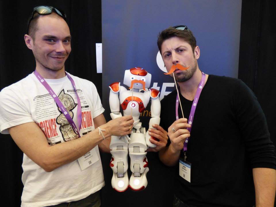 Jotform's tweet image. Our first robot of the day. #devweek15 #naorobot