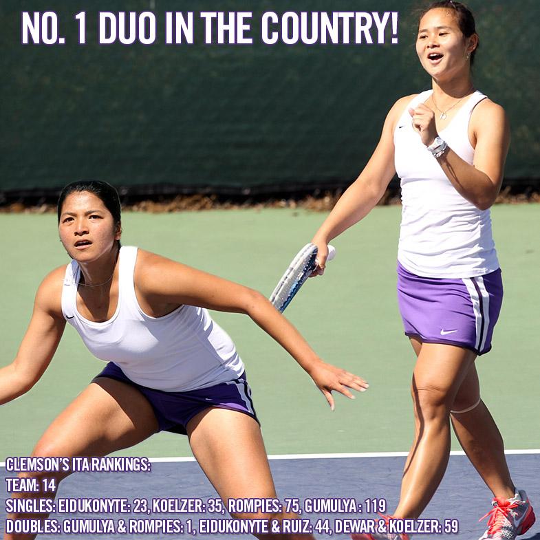 Gumulya &amp; Rompies No. 1 Duo in Country, Tigers Prevalent in ITA Rankings. STORY: bit.ly/1zI3tWR #GoTigers