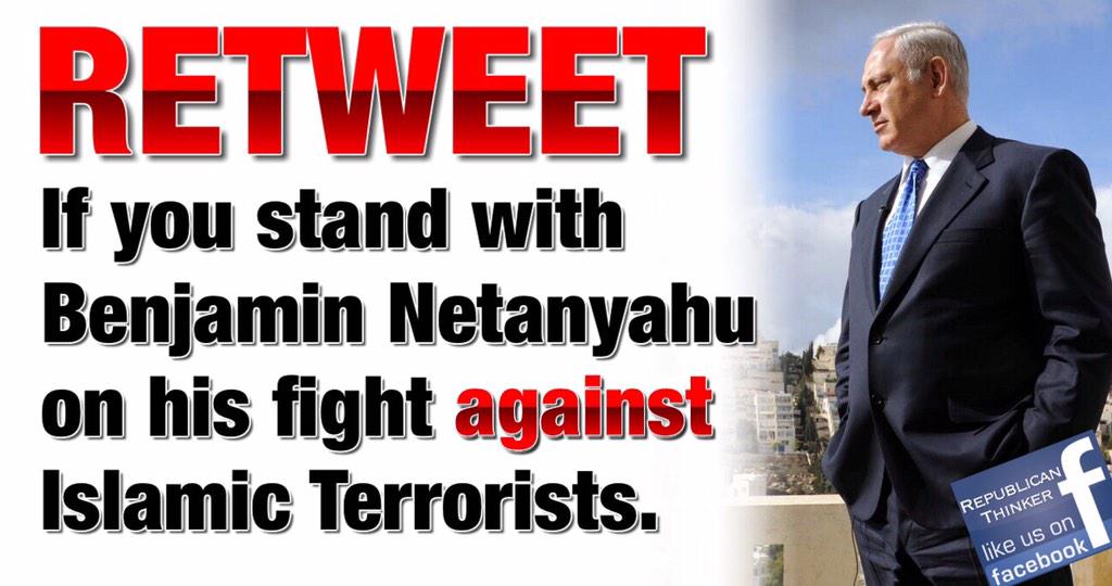 LibertyLover61's tweet image. RT @GOP_Thinker: I Stand with @netanyahu! #IStandWithIsrael #ISIS