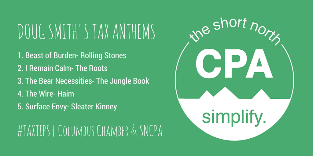 ColumbusChamber's tweet photo. This week's #taxtips from the @shortnorthcpa are all about the music. These are your top five tax tunes. http://t.co/xUD6DA2D86