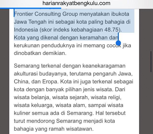 hendrarprihadi's tweet photo. Semarang nomor 1 (SATU) dalam Indonesian Happiness Index (tingkat kebahagiaan masyarakat)-- pgn kyk bdg? ayo #SMGobah http://t.co/7EM6BUr5dy