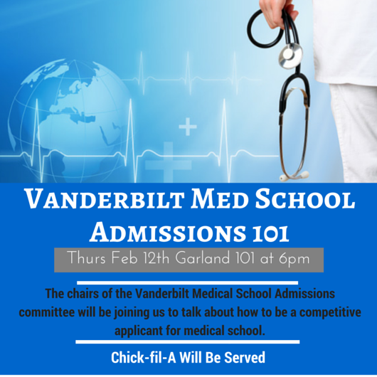 Applying to med school? Get advice from Vandy admissions officers this Thursday at the MAPS GBM #freechickfila