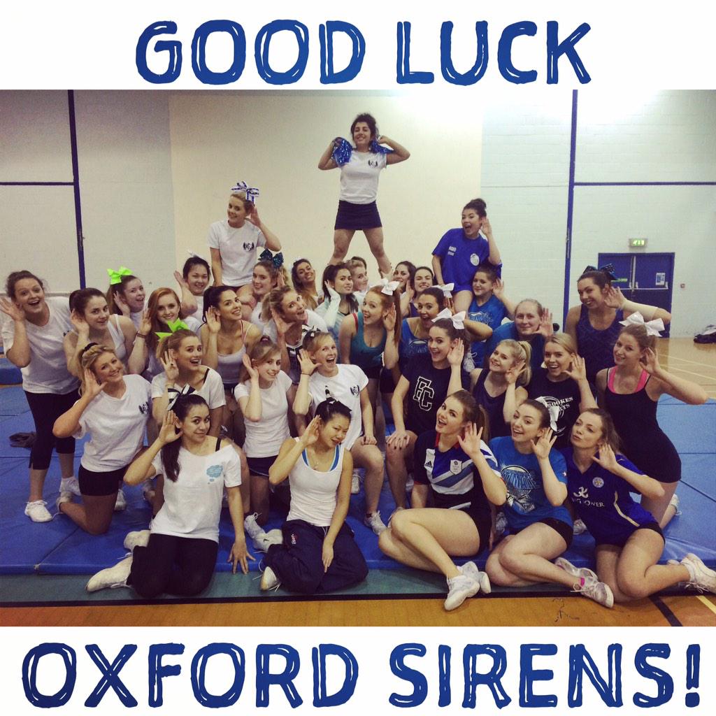 OxBrookesCheer's tweet photo. Can you hear the Sirens coming?! We sure can! Best of luck to the @OxfordSirens with their first comp this weekend! 🎀 http://t.co/cjO7QFmGSe
