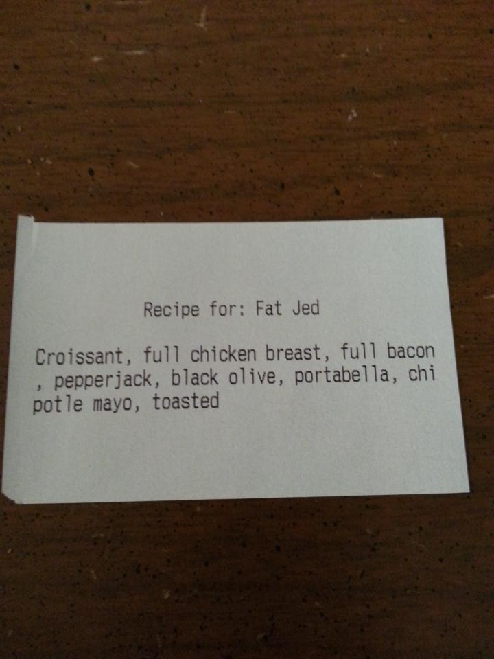 JedCullen5's tweet photo. Got me a sandwich named after me today. Get on my level!!! http://t.co/jCqv8nhbdd