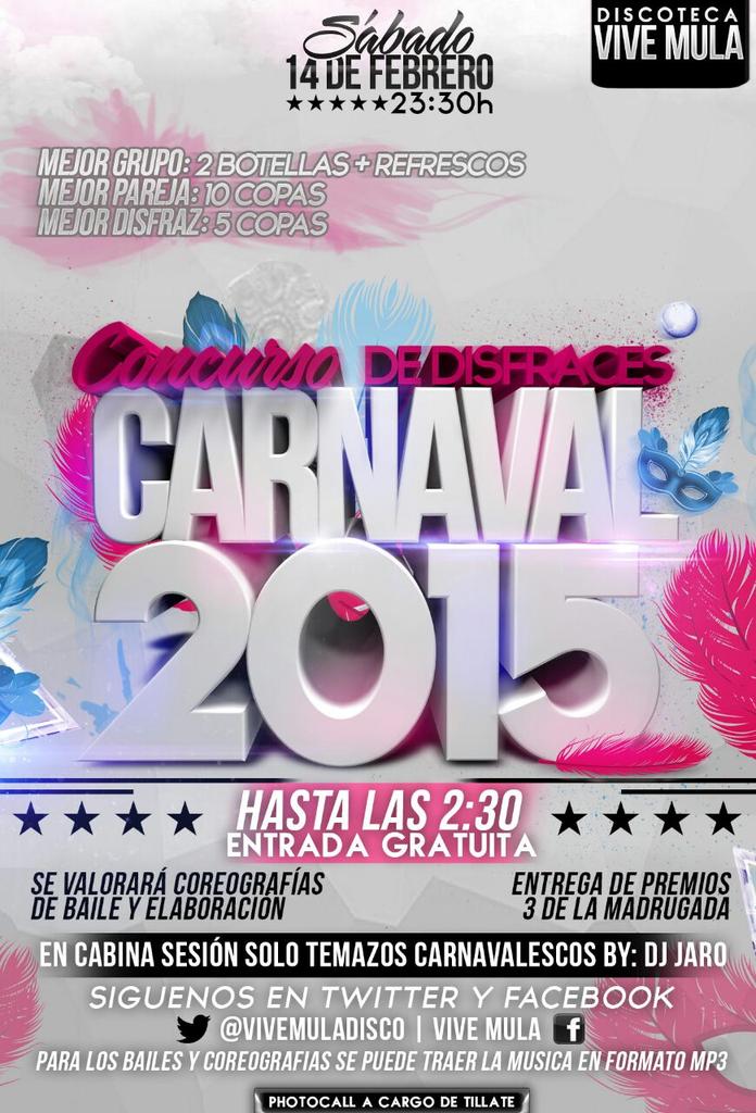 Carnaval <a href="/ViveMulaDisco/">DISCOTECA VIVE MULA</a>  con <a href="/Djjaromula/">DJ.JARO /OFICIAL</a>  concurso de disfraces y mas.... vive una noche mas que magica