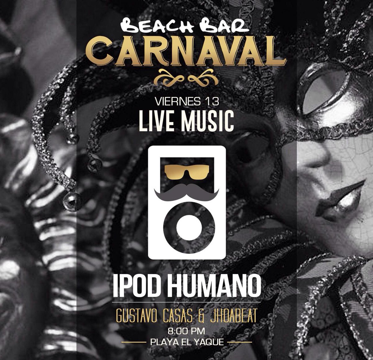 Beachbarmgt's tweet photo. Te tenemos el plan para este viernes: el #iPodHumano @gustavocasas in the house #ElYaque desde las 8pm http://t.co/LM6ShKiMJl
