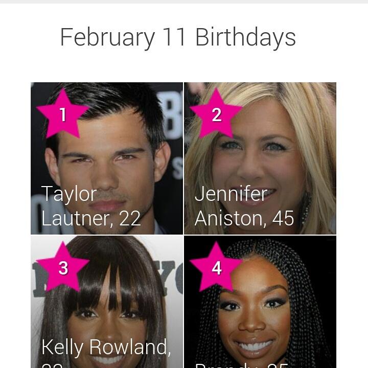 Happy Birthday to ME! Finally 19!
That moment when you have the same b-day as Jennifer Aniston and Taylor Lautner! 