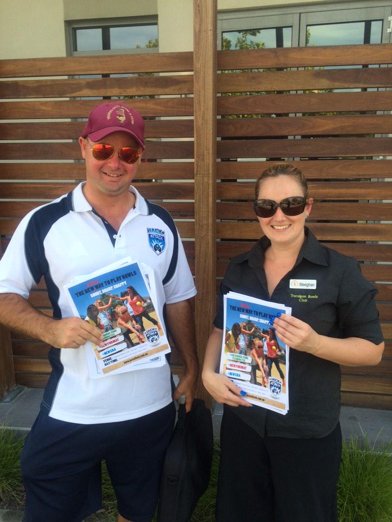122blest's tweet photo. Great day working with Chris and Meeghan of @TraralgonBowls promoting Jack Attack @JackAttackBowls http://t.co/1E9Ygu67cv
