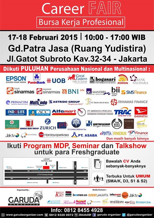 Kampus_UKI's tweet photo. Career Fair 17-18/02/2015. Tiket gratis utk alumni UKI. Info: Gd.rektorat Lt. 1 bagian Humas, tlp 8092425 ext 232. http://t.co/5GbxR1W07u