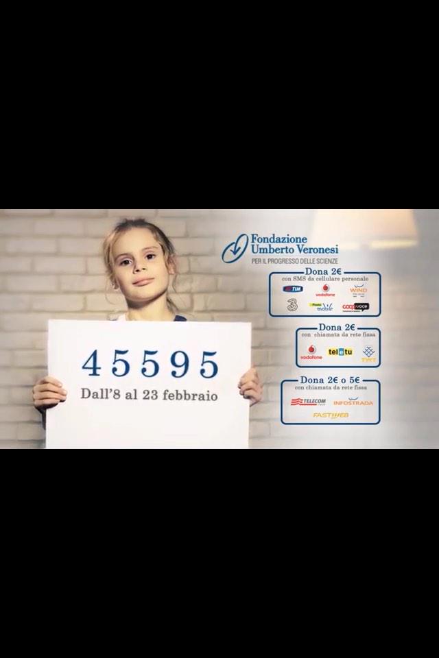 Dona 2€ con un SMS al 45595 per sostenere il progetto #GoldForKids di <a href="/Fondaz_Veronesi/">Fondazione Veronesi</a>