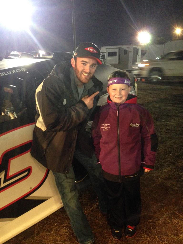 smcdowellracing's tweet image. This little fan took home @austindillon3 Hoosier headband he received in @DIRTcarNats victory lane last night!!