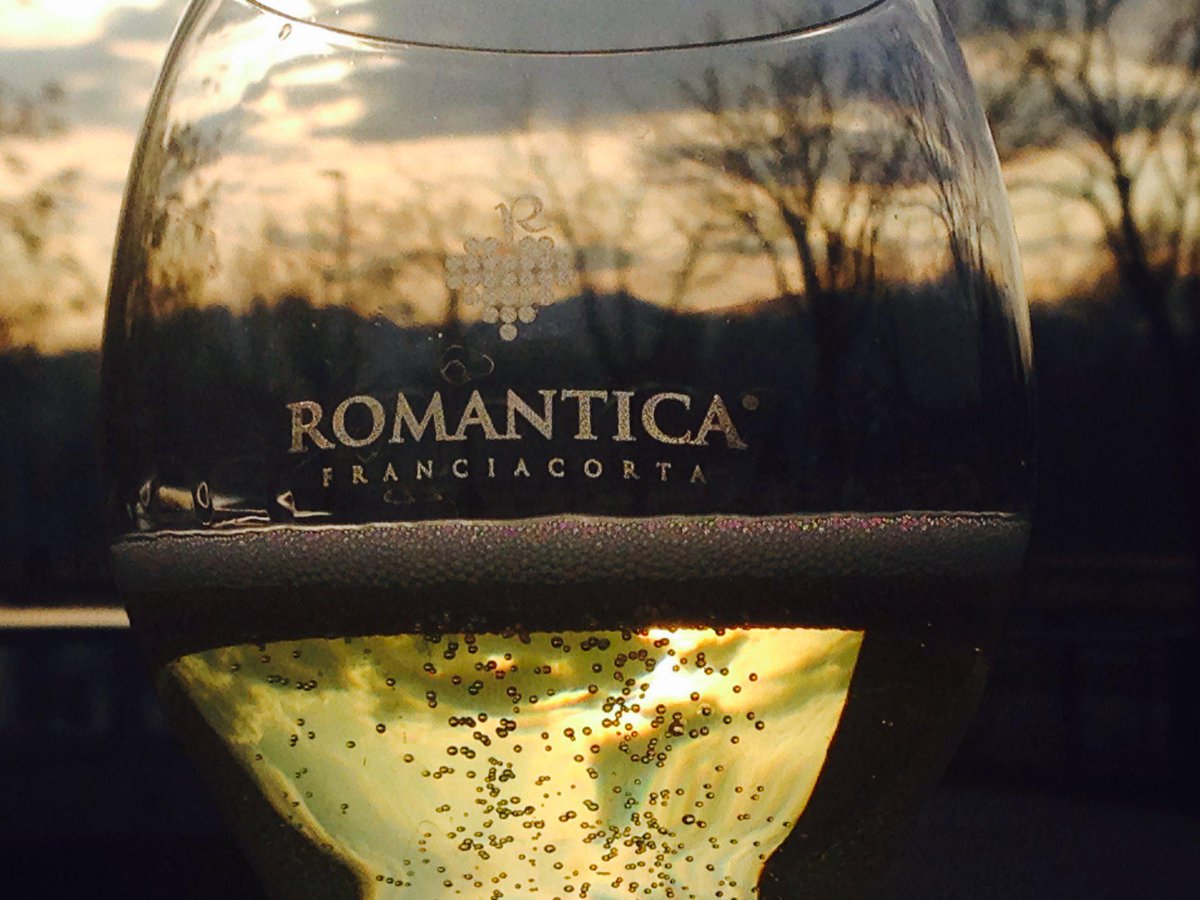 At sunset with a glass of #wine #Franciacorta Brut Romantica! #winelover  #cheers