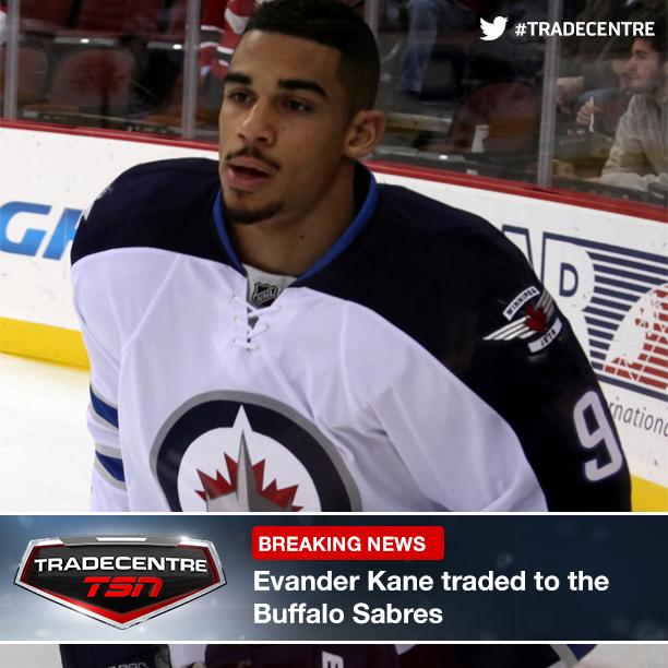 SportsCentre's tweet photo. #TradeCentre: @BuffaloSabres acquire @EKane9JETS from @NHLJets in a multi-player deal. http://t.co/V5qpav11mW http://t.co/H6cOMkdY75