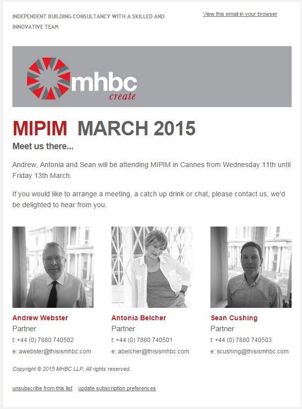 Meet us there..Andrew, Antonia and Sean will be attending MIPIM in Cannes from Wednesday 11th until Friday 13th March