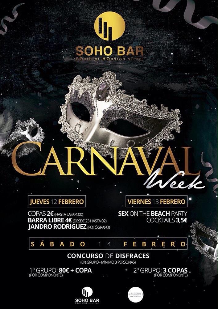 SoHo_BaR_'s tweet photo. Ya está liada este finde!
Jueves UNIVERSITARIO
Viernes Sex on the Beach Party
Sábado concurso de disfraces 🎭 http://t.co/yw50WKyESW